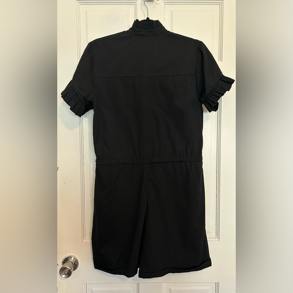 Black Ruffle Button-Up Romper - Picture 3 of 9